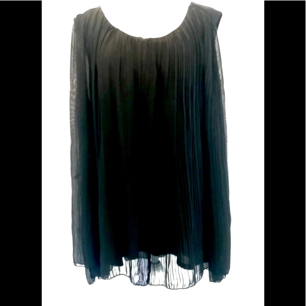 Jennifer Lopez 3X Black Pleated Sleeveless Top